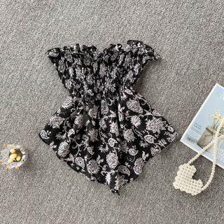 Asymmetrical Ruffle Chiffon Top Black - One Size