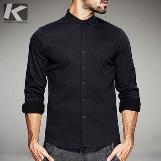 Brushed Fleece-lined Slim-fit Shirt
