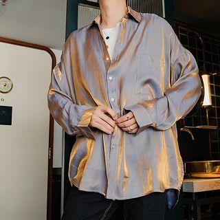 Pocket-front Long-sleeve Loose Shirt