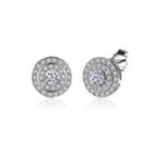 925 Sterling Silver Sparkling Fashion Elegant Luxury Round Brilliant Earrings With Cubic Zircon Silver - One Size