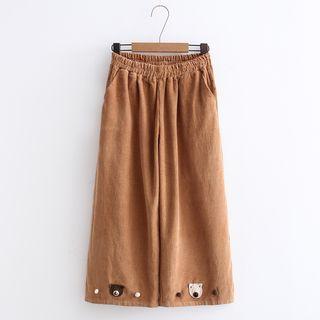 Bear Wide-leg Corduroy Pants