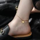 Stainless Steel Heart Anklet Gold - One Size