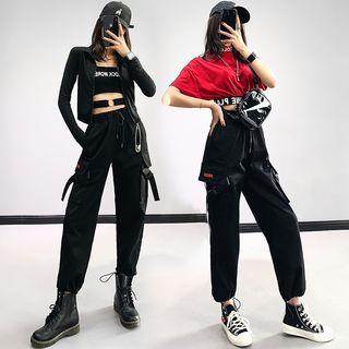 High-waist Buckled Cargo Jogger Pants