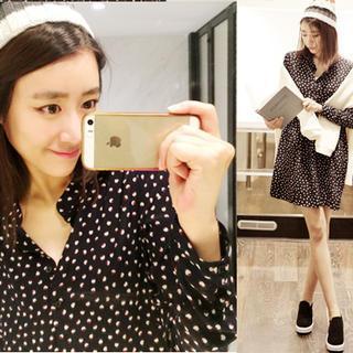 Half-placket Patterned A-line Dress