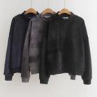 Mock-turtleneck Loose-fit Crewneck Plain Sweatshirt