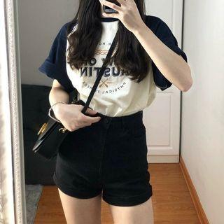 Set: Short-sleeve Lettering Raglan T-shirt + Shorts