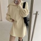 Lantern-sleeve Half-zip Knit Dress
