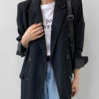 Peaked-lapel Double-button Long Coat