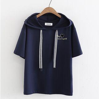 Short-sleeve Heart Cutout Hoodie