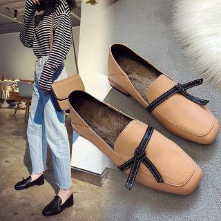 Square-toe Bow-accent Loafers