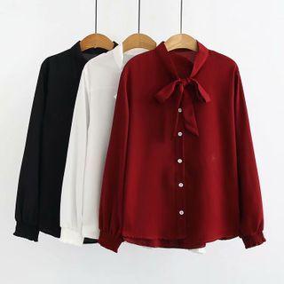 Chiffon Bow Long-sleeve Shirt