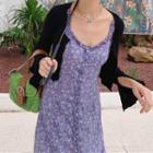 Retro Lavender Ruffle Spaghetti-strap Dress