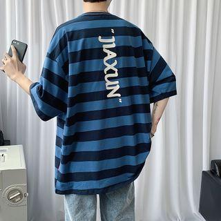 Letter Printed Striped Short-sleeve T-shirt
