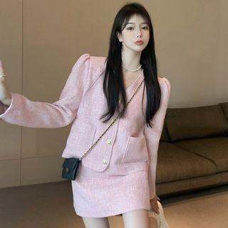 Button Jacket / Mini Pencil Skirt