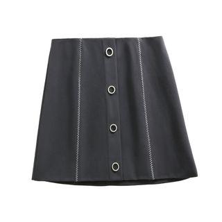 Embroidered Trim Mini A-line Skirt