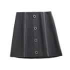 Embroidered Trim Mini A-line Skirt