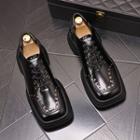 Square-toe Studded Lace-up Shoes