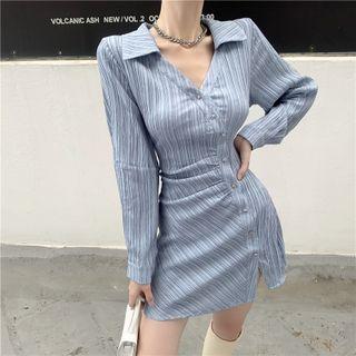 Striped Mini Sheath Shirtdress