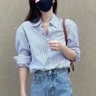 Striped Shirt / Straight Leg Jeans
