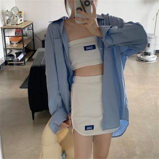 Lettering Bandeau / Min Pencil Skirt / Shirt / Set