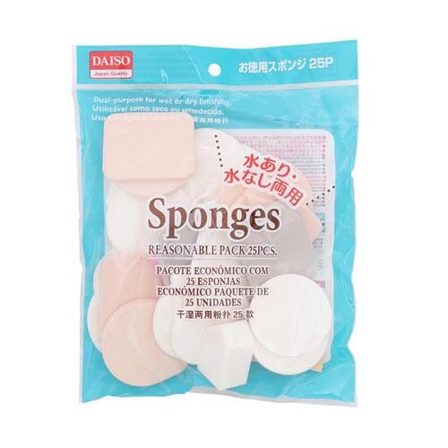 Daiso - Wet And Dry Dual-use Makeup Puff 25 Pcs