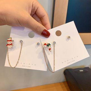 Set: Rhinestone Ear Stud + Holiday Charm Ear Cuff