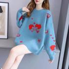 Cartoon Print Sweater Blue & Red - One Size