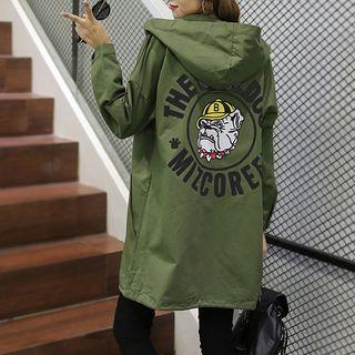 Printed Hooded Trench Jacket