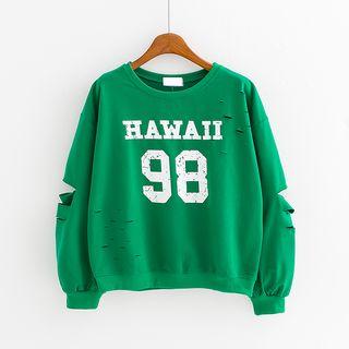 Letter Cutout Long-sleeve Sweatshirt