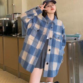 Plaid Single-breasted Woolen Jacket