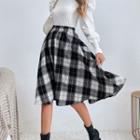 High-waist Plaid A-line Semi Skirt