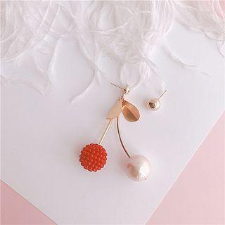 Non-matching Beaded Cherry Dangle Earring