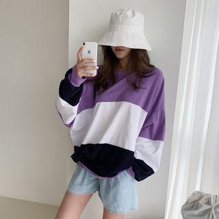 Color-block Summer Sweatshirt Violet - One Size