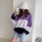 Color-block Summer Sweatshirt Violet - One Size