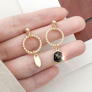 Non-matching Alloy Hoop Dangle Earring