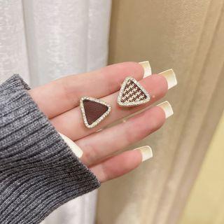 Asymmetrical Triangle Rhinestone Stud Earring / Clip-on Earring