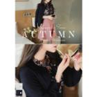 Faux-pearl Button Balloon-sleeve Cardigan