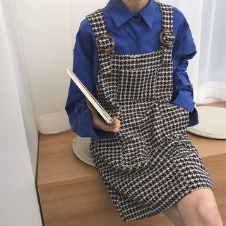 Long-sleeve Shirt / Plaid Jumper Dress