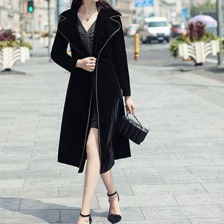 Tie-waist Velvet Coat