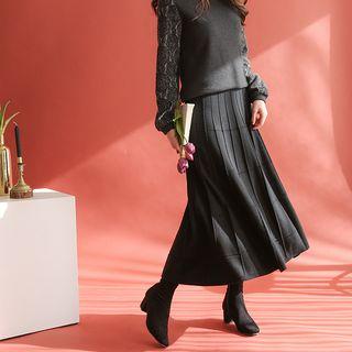 Band-waist Seam-detail Knit Skirt