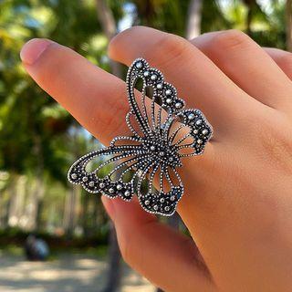 Butterfly Alloy Ring 17861 - Black - One Size