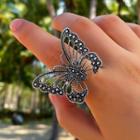 Butterfly Alloy Ring 17861 - Black - One Size