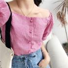 Check Convestable Short-sleeve Blouse