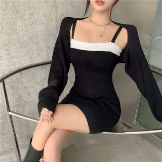 Set: Spaghetti Strap Mini Dress + Shrug