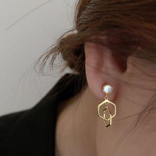 Geometric Drop Sterling Silver Ear Stud