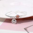 Alloy Coin Bead Bracelet Pink Bead - Silver - One Size