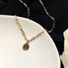 Coin Pendant Alloy Necklace 1 Pc - Gold - One Size