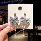 Faux Pearl Fabric Bow Dangle Earring 1 Pair - E1524 - Gold - One Size