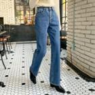 Band-waist Fleece-lined Wide-leg Jeans
