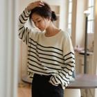 Rolled-edge Stripe Knit Top